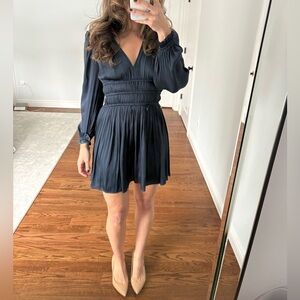 Maje Navy Blue Pleated Dress